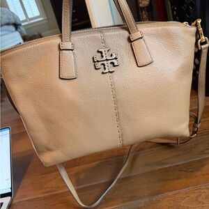 Tory Burch Tan Camel Leather Tote Bag